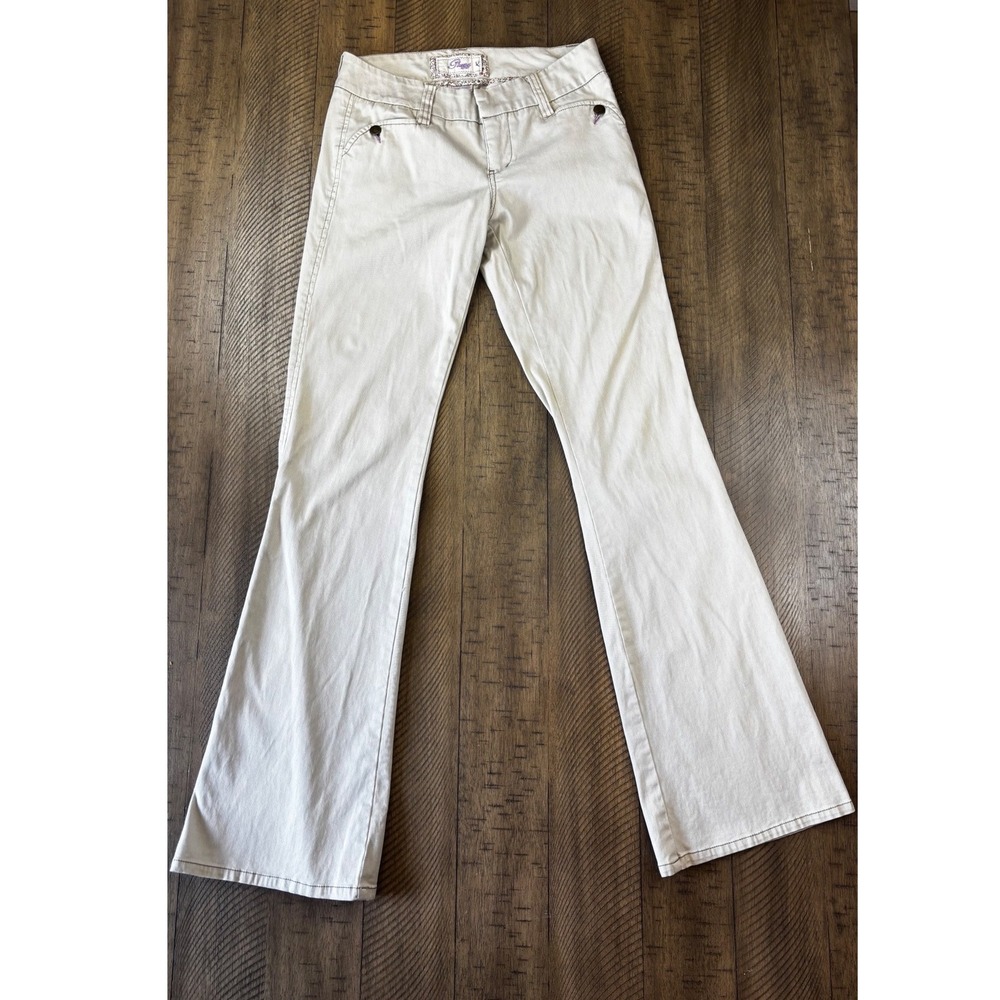 Plugg Khaki Y2K Flare Leg Pants Low Rise Size 3